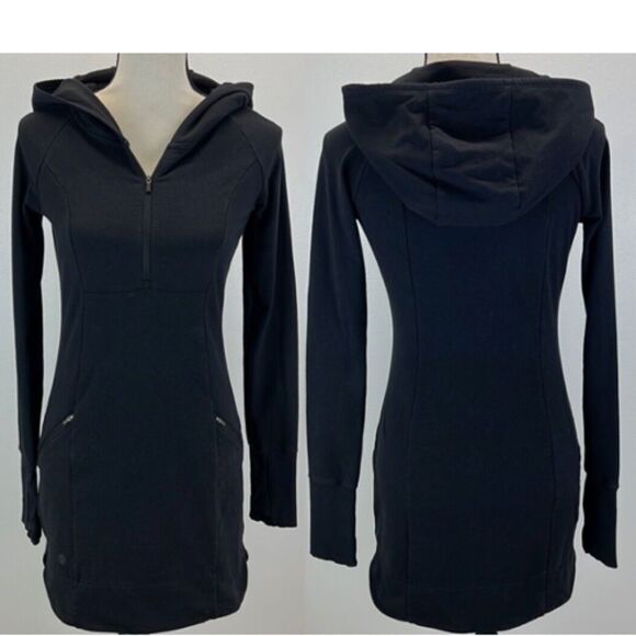 Athleta Black Hooded Active Pull Over (XXS) - Picture 2 of 6